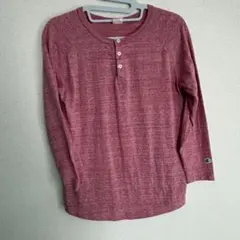 champion ヘンリーネック　レッド　長袖　トップス