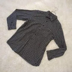 ユニクロ フランネル　ブロックチェックシャツ　XL コットン100% 黒×グレー