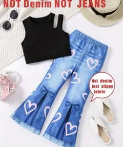 可愛い♡女の子セットアップ　デニム風　アイドル　２枚セット　タンクトップ