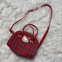 レトロ　キティ　チェック　2way ショルダーバッグ　匿名配送のサムネイル