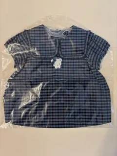 ファミリア チェック ブラウス 80 新品 未使用 タグ付き ブルー系
