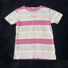 FILA フィラ 半袖Tシャツ ピンク ボーダー M レディースのサムネイル