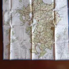 昭和レトロ　地図デザイン ハンカチ　九州、沖縄諸島