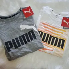新品 プーマ PUMA 半袖 Tシャツ ホワイト グレー 160サイズ ②
