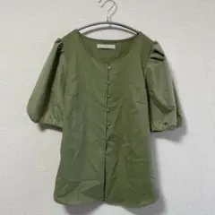 ✨美品✨PURIL オリーブグリーン　パフスリーブ　シャツ　緑　フリーサイズ