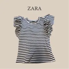 ZARA フリルトップス　ボーダー M