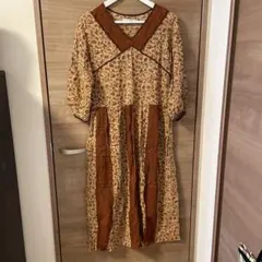 nano UNIVERSE 花柄ロングワンピース 長袖