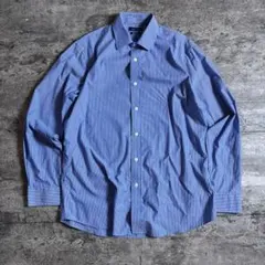 も*ー様 ノーティカ XL ストライプシャツ ブルー 刺繍ロゴ ゆるダボビッグシ