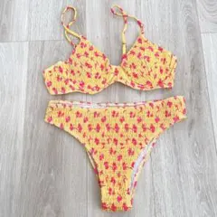 派手花柄セパレート水着（黄色・ピンク）のサムネイル