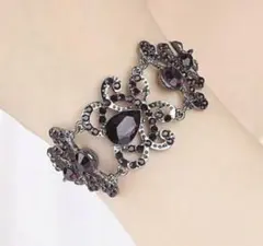 ブレスレット ビンテージ パープル クリスタル アンティーク 合金