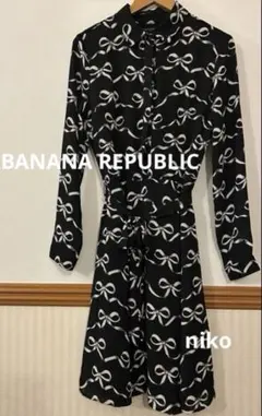 未使用に近い☺︎BANANA REPUBLIC リボンプリントシャツワンピース