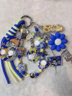 ビーズストラップ じゃらじゃらキーホルダー 青 黄色 モリー コラボ