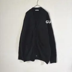 GU パフニット Vネック カーディガン ダークグレー ユニセックス