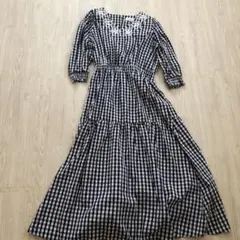 ESCAR ギンガムチェックロングワンピース