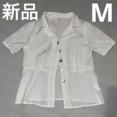 【新品】半袖　ブラウス　白　シェルボタンのサムネイル