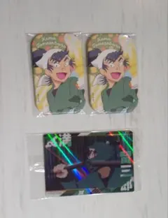 忍たま乱太郎　食満留三郎　缶バッジ×2 クリアカード