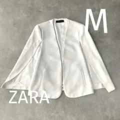 人気✨️ZARA ケープ ジャケット ホワイト M スリット　ブレザー　ポンチョ