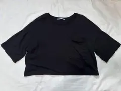 ZARA ポケット付き 半袖 Tシャツ ブラック M クロップド丈