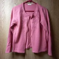 刺繍入りピンクカーディガン Mサイズ