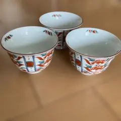 赤絵花　京紫龍峰窯　三客