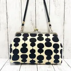 がま口バッグ　合皮ショルダー紐付き　ハンドメイド