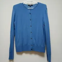 ユニクロ エクストラファインメリノクルーネックカーディガン ブルー L