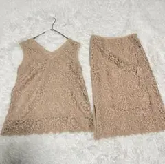 BEAMS ビームス　レース刺繍 セットアップドレス 38 M ノースリーブ