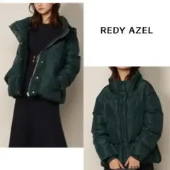 レディアゼル ★ ベルト付きフード ダウンジャケット ミドル丈 グリーン S