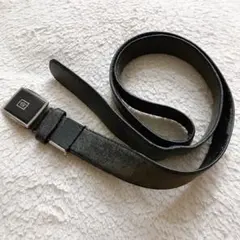 VINTAGE アンティーク レザー ベルト　王冠 黒　シルバー