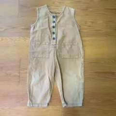 ベージュ ノースリーブオーバーオール