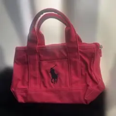 POLO ラルフローレン　ピンクトートバッグ ポロ刺繍ロゴ付き