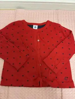 赤いハート柄カーディガン 110cm
