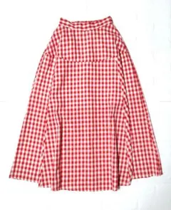 ロング スカート ギンガム チェック フレアスカート ロング丈 赤 レッド