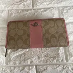 COACH 長財布 ベージュ/ピンク