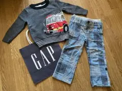 18-24m 90cm babygap パッチワークデニム 車柄 トップスセット