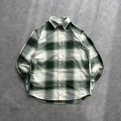 00s オンブレチェック ネルシャツ グリーン グランジ y2k アメカジ 古着
