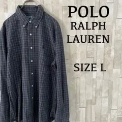 【美品】90s POLO RALPH LAUREN 長袖シャツ L チェック柄