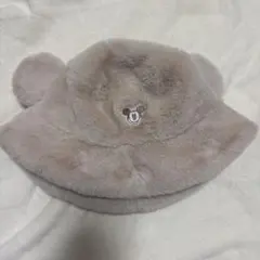 ミッキーマウス 耳つき ファーバケット ベージュ