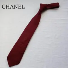 シャネル ネクタイ 赤 ココマーク 総柄 シルク 高級【n7948】