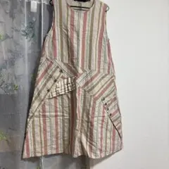 アシンメトリー　ストライプ ノースリーブ ワンピース　しわ加工　一枚でお洒落♡