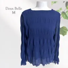 【新品タグ付】Doux Belle プリーツ シフォン ブラウス ネイビー Mのサムネイル