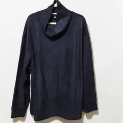 【UNIQLO】ソフトニットフリース　リブ　ハイネックT　紺　ネイビー