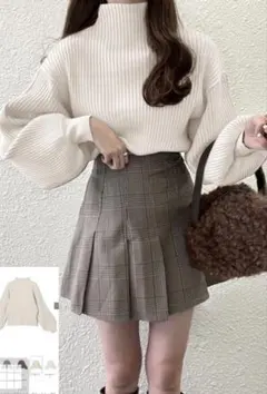 グレイルGRLボリュームスリーブボトルネックニットトップス