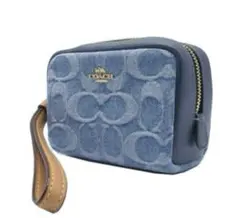 新品未使用　coach デニムブルーポーチ