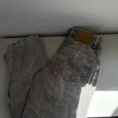 グレー コットン ストレートデニムパンツ