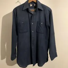 60s70s sears インディゴブルー 長袖シャツ ビンテージ シアーズのサムネイル