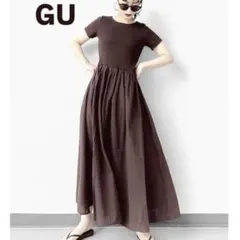 GU フハクコンビネーションワンピース 半袖　ブラウン s