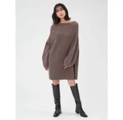 美品⭐︎FRAY I.D フレイアイディー ラクーンニットミニワンピース ブラウン