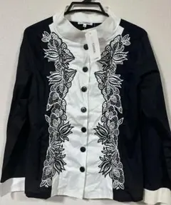 未使用　タグ付き　NARA CAMICIE 刺繍入り長袖シャツ 黒と白