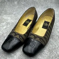 FENDI Brown All-Over Pattern Pumps　36　23